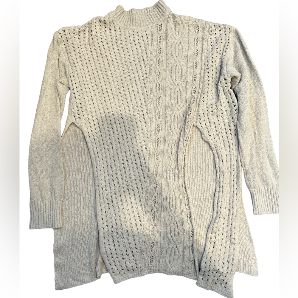 Free People Harper Sweater Tie Front Longline Cream Size Medium
